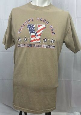 Vintage Victory Tour USA Operation Iraqi Freedom Jerzees T-Shirt Size L